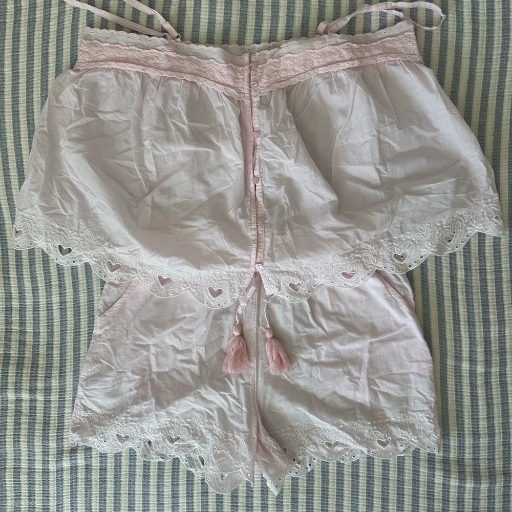 Shabby Chic Light Pink Lace Heart Pajama Set